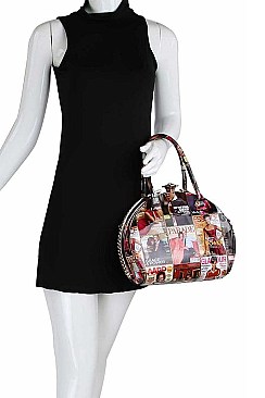 2IN1 STYLISH FAMOUS PEOPLE MAGAZINE LONG STRAP SATCHEL JYPQ-026-1W