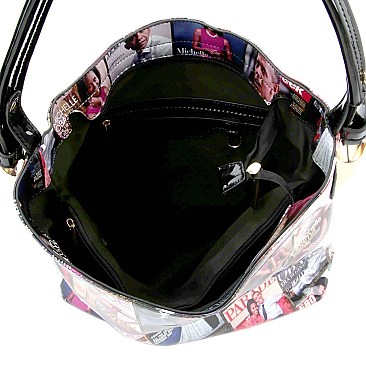 2-Way Magazine Print Patent Hobo Wallet SET