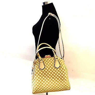 Classy Quilted Frame Dome Shape Satchel/Shoulder Bag