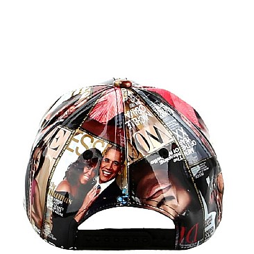 OBAMA MAGAZINE PRINT BASEBALL CAP