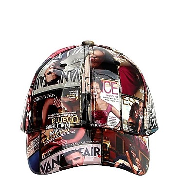 OBAMA MAGAZINE PRINT BASEBALL CAP