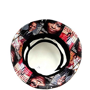 MAGAZINE PRINT PATENT BUCKET HAT