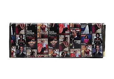 FAMOUS PEOPLE MAGAZINE OBAMA LONG CLUTCH WITH CHAIN