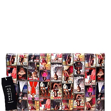 Obama Magazine Print Flap Clutch Shoulder Bag