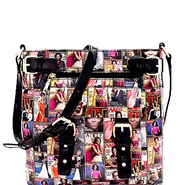 Magazine Print Patent Fashion Messenger Cross Body MH-PQ016