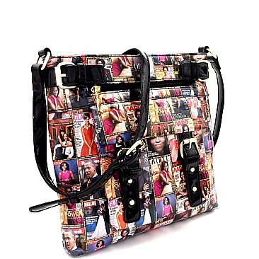 Magazine Print Patent Fashion Messenger Cross Body MH-PQ016