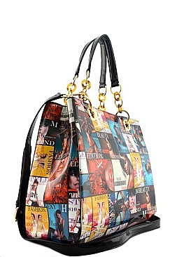 CHAIN DESIGN HANDLE MAGAZINE PICTURE TOTE