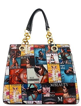 CHAIN DESIGN HANDLE MAGAZINE PICTURE TOTE