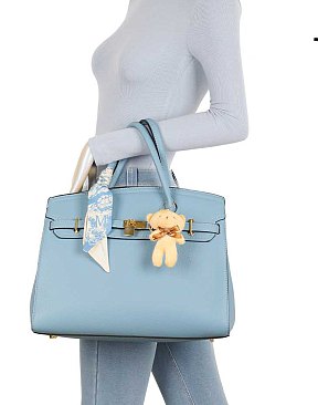 3-IN-1 Exeptional Large Size Scarfed Satchel Set With Teddy Bear