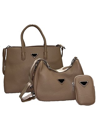 Pebble Top Handle Satchel 3-in-1 Set
