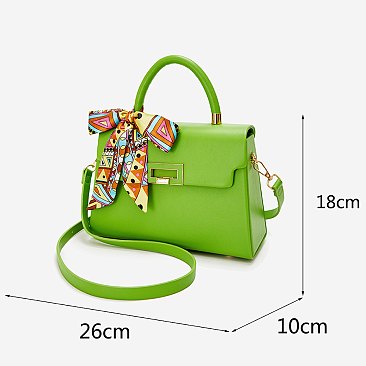 Scarf Twist Lock Flap Satchel 2-in-1 Set