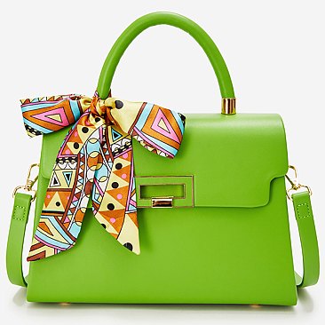 Scarf Twist Lock Flap Satchel 2-in-1 Set