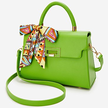 Scarf Twist Lock Flap Satchel 2-in-1 Set