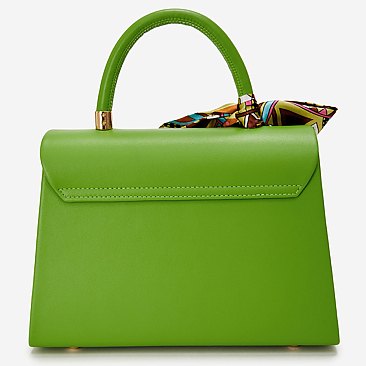 Scarf Twist Lock Flap Satchel 2-in-1 Set