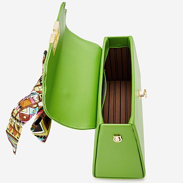Scarf Twist Lock Flap Satchel 2-in-1 Set