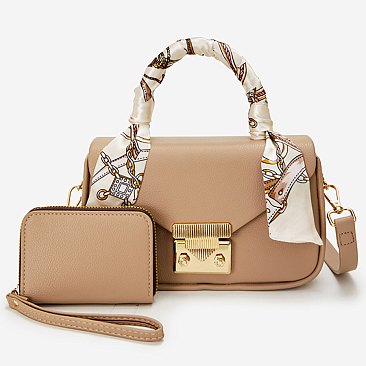 Scarf Top Handle Satchel 2-in-1 Set