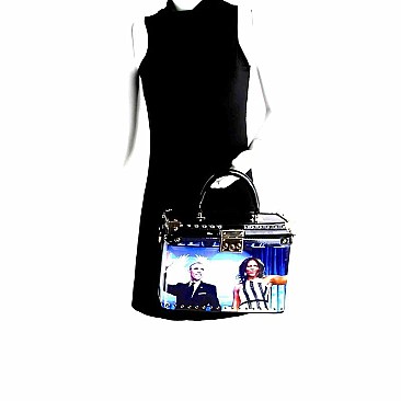 Obama's Magazine Print 3 in 1 Luxury Box Satchel SET