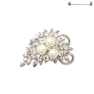 Fashionable Pearl and Stone Cluster with Leaves Brooch Pin SLPY1582