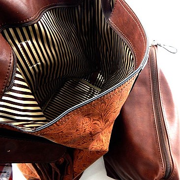 Best Paisley Print Leather Fringed Large Sling Hobo Bag