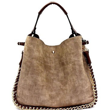 Q00041 -LP Textured Chain Accent 2 in 1 Hobo