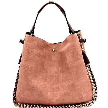 Q00041 -LP Textured Chain Accent 2 in 1 Hobo