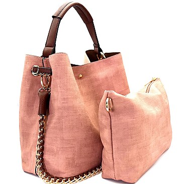 Q00041 -LP Textured Chain Accent 2 in 1 Hobo