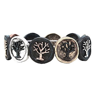 Fashionable Tree of Life Multicolored Metal Charm Stretch Bracelet MH-QB7758