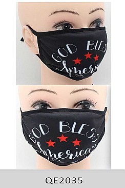 PACK OF 12 GOD BLESS AMERICA PRINTED MASK