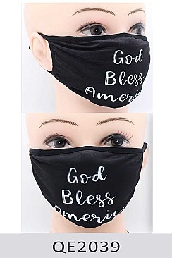 PACK OF 12 GOD BLESS AMERICA LETTERING MASK