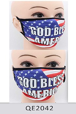 PACK OF 12 US FLAG GOD BLESS AMERICA PRINT MASK