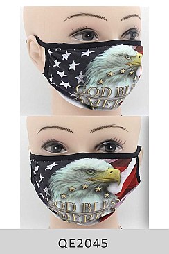 PACK OF 12 AMERICAN FLAG AND EAGLE PRINT MASK