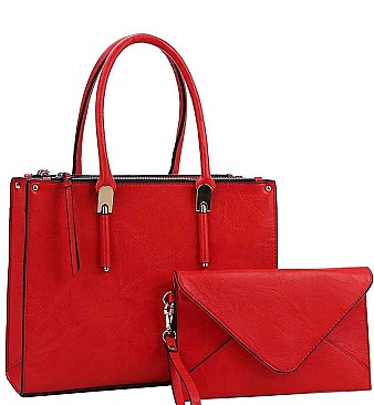 STYLISH 2 IN 1 SQUARE TOTE WITH LONG STRAP JYQF-0003