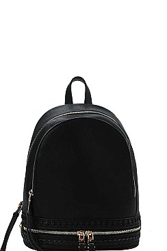 TRENDY SMOOTH TEXTURED PU LEATHER DESIGNER BACKPACK JYQF-0005