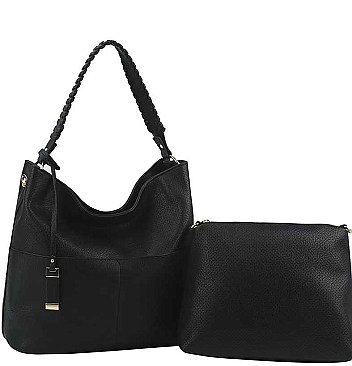 2 IN 1FAUX LEATHER CLASSIC HOBO BAG SET
