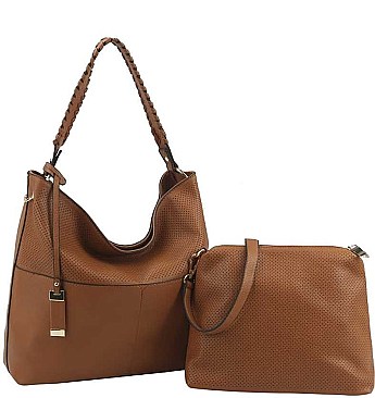 2 IN 1FAUX LEATHER CLASSIC HOBO BAG SET