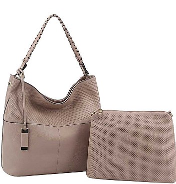2 IN 1FAUX LEATHER CLASSIC HOBO BAG SET