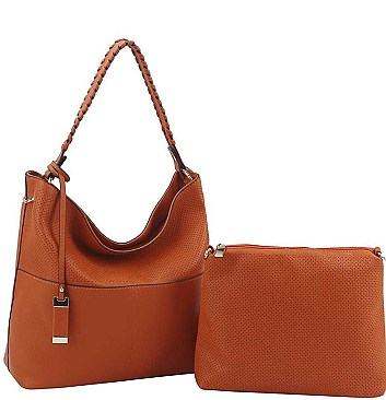 2 IN 1FAUX LEATHER CLASSIC HOBO BAG SET
