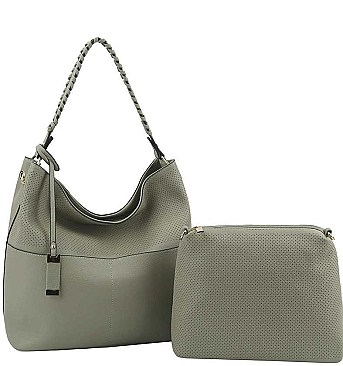 2 IN 1FAUX LEATHER CLASSIC HOBO BAG SET