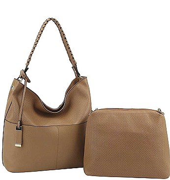 2 IN 1FAUX LEATHER CLASSIC HOBO BAG SET