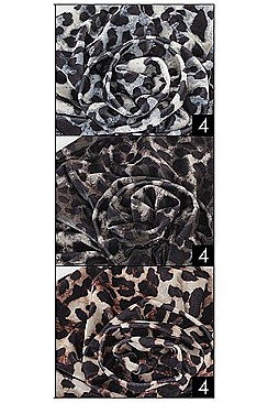 PACK OF 12 CENTER KNOTTED LEOPARD TURBAN HAT