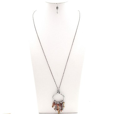 Feather Arrow Long Necklace Set