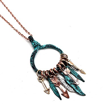 Feather Arrow Long Necklace Set