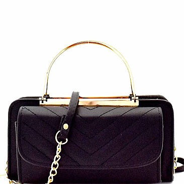 Chevron Quilted Metal Handle Accent Wallet Cross Body MH-QQV128