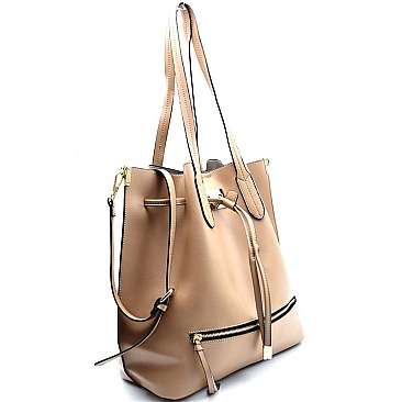 QS1172-LP  Drawstring 2 Way Soft Bucket Hobo Tote