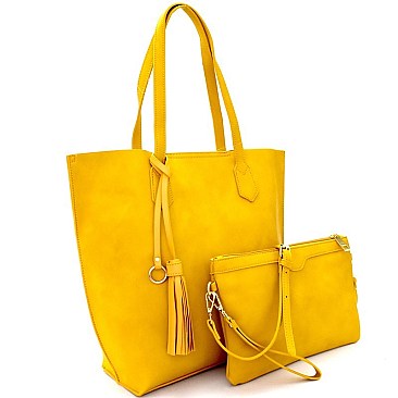 QS1627-LP Tassel Accent 2 in 1 Tall Tote Set