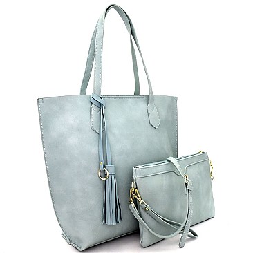 QS1627-LP Tassel Accent 2 in 1 Tall Tote Set