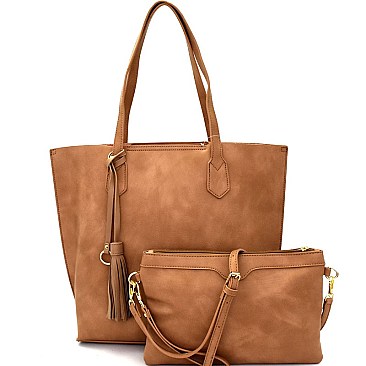 QS1627-LP Tassel Accent 2 in 1 Tall Tote Set