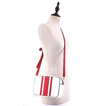 Striped  Tassel Accent Center Cross Body Camera Bag