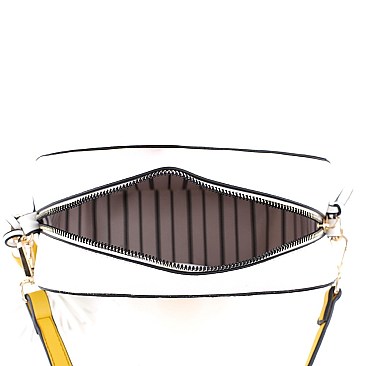 Striped  Tassel Accent Center Cross Body Camera Bag
