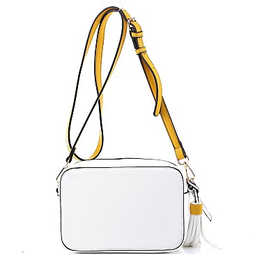 Striped  Tassel Accent Center Cross Body Camera Bag